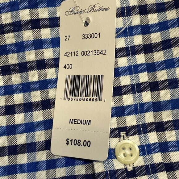 NEW BROOKS BROTHERS Oxford Polo Button-Down Shirt – Blue/Multi Check – Size M - Picture 2 of 10